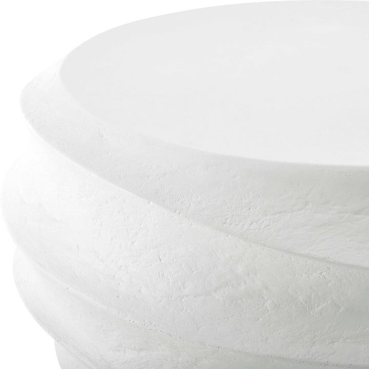 WINDED WHITE CONCRETE COFFEE TABLE