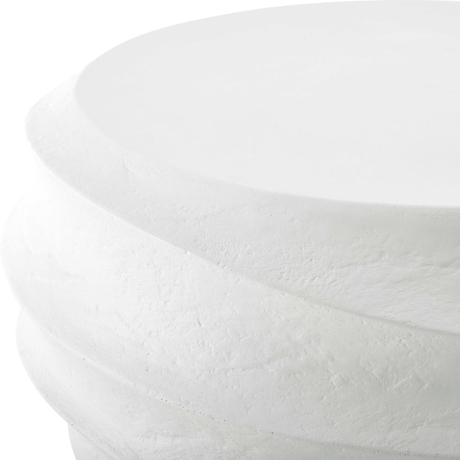 WINDED WHITE CONCRETE COFFEE TABLE