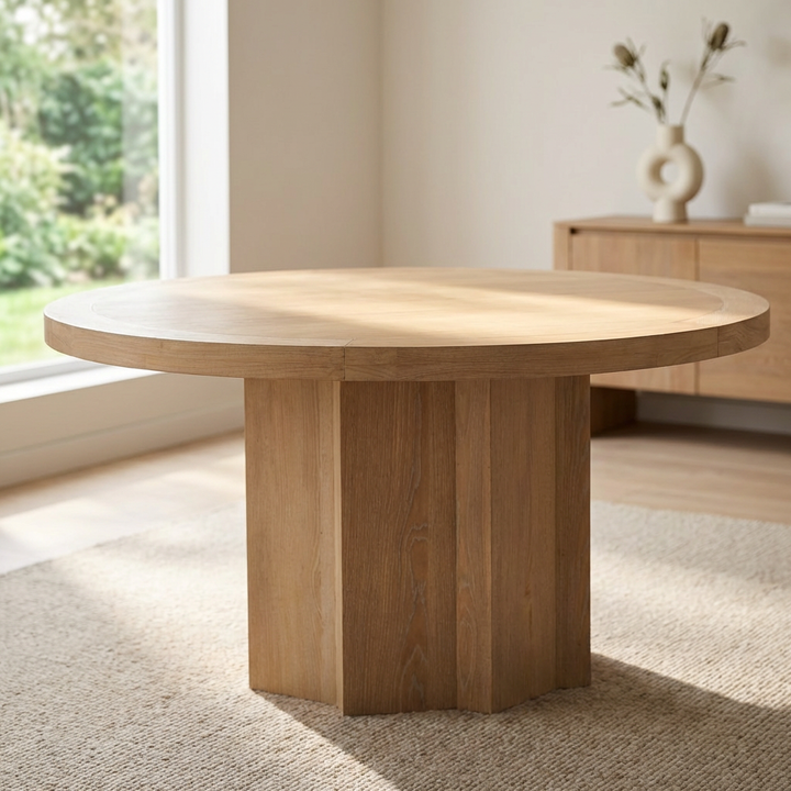 WYLER 60" ROUND NATURAL OAK DINING TABLE