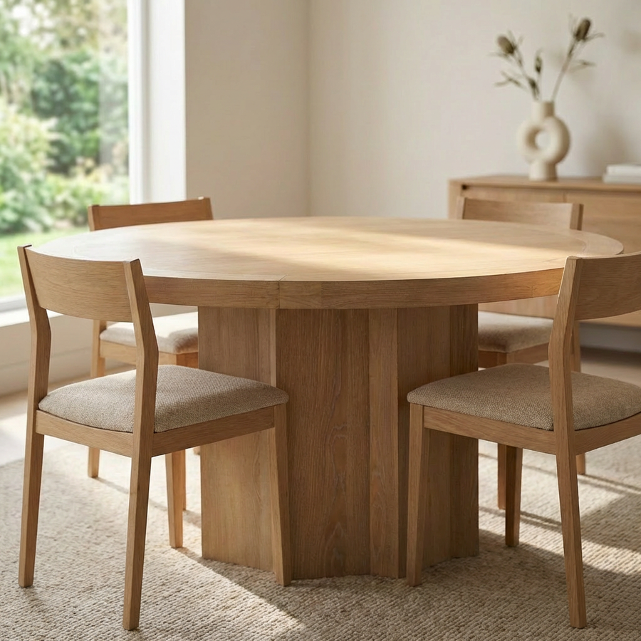 WYLER 60" ROUND NATURAL OAK DINING TABLE