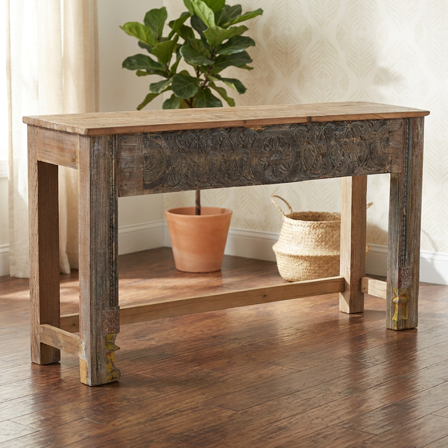 ALBA CARVED WOOD CONSOLE TABLE