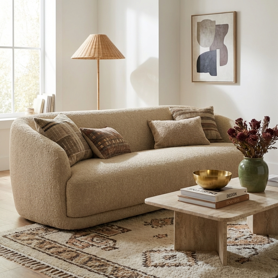 YULI BOUCLE UPHOLSTERED SOFA