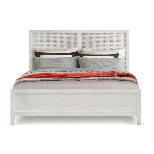 ABBY WHITE WASHED CANE PANEL BED