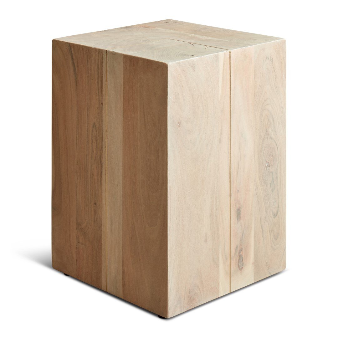 ACACIA WOOD BLOCK STOOLAccent Tables + StoolsBeigeIL - LAL - STL - WHT