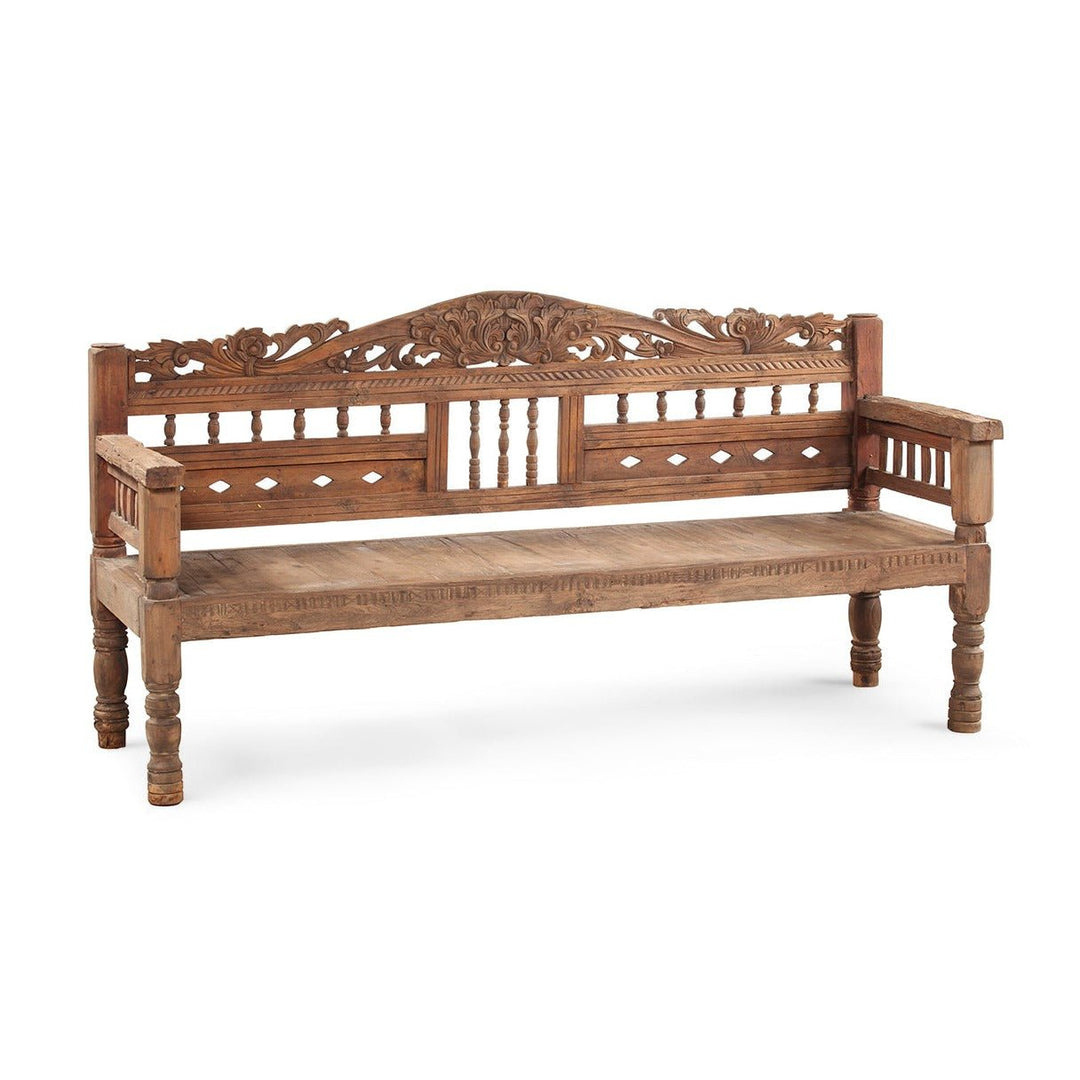 ADA OLD TEAK CARVED WOOD SOFA BENCH