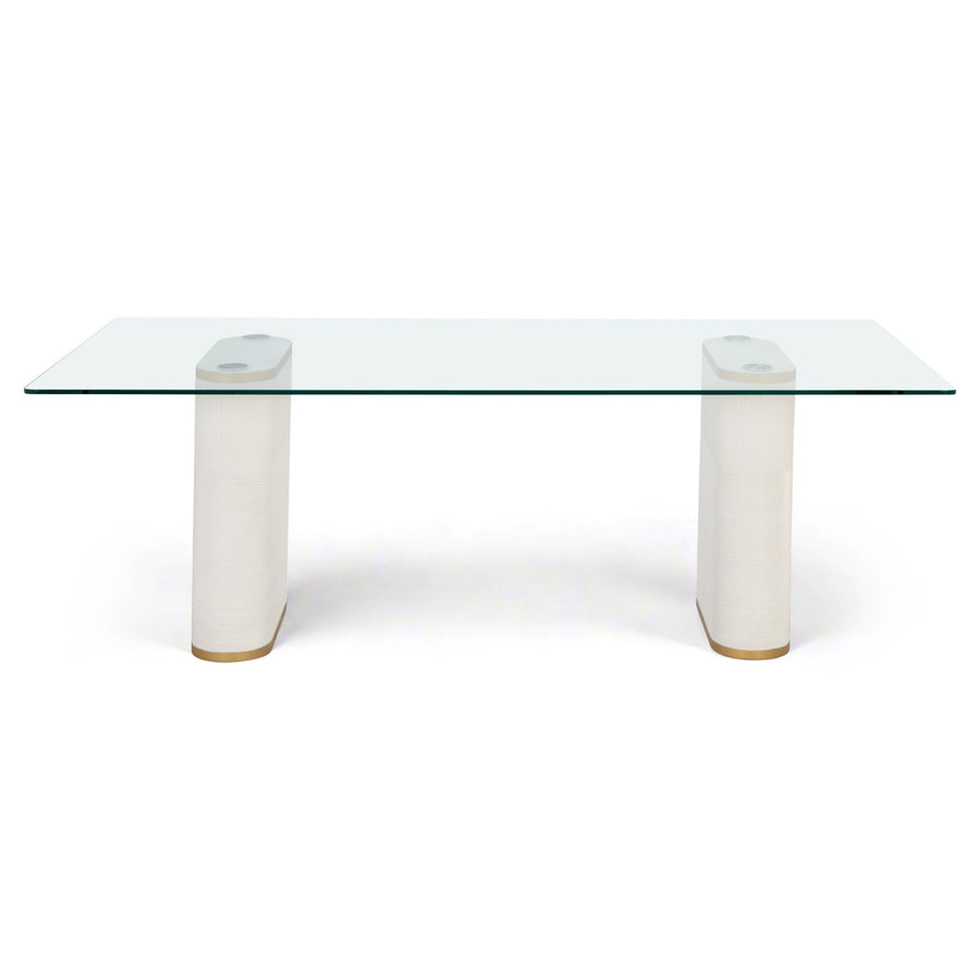 AEMOND 86.5" DINING TABLE - WHITE - FRONT VIEW