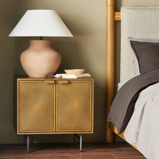 AGED BRASS SUNBURST NIGHTSTAND