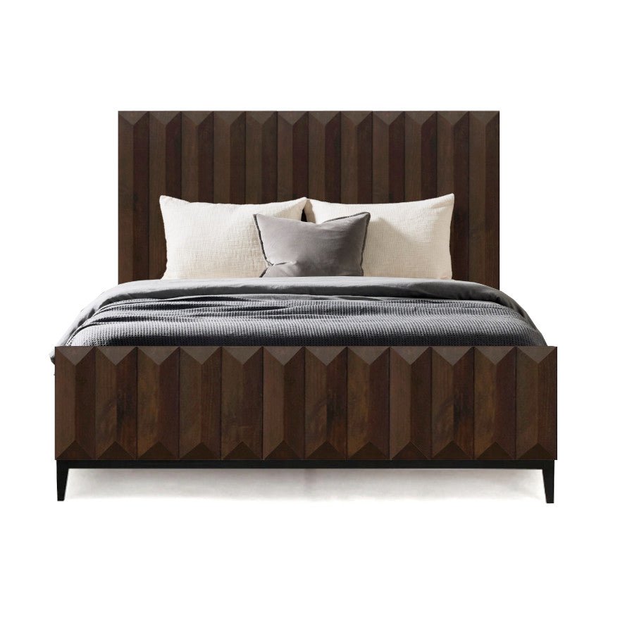 ALDWELL DARK WOOD PANEL BED