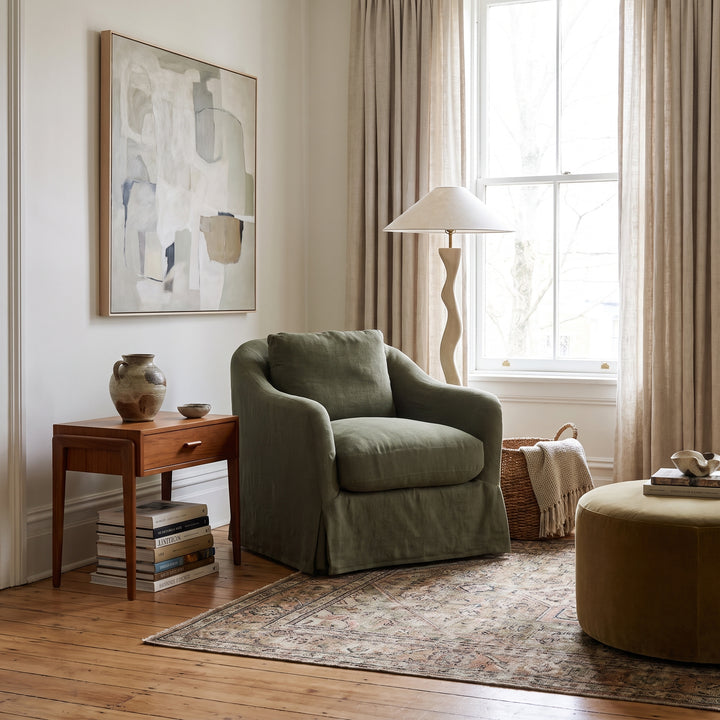 ALMA LINEN SLIPCOVER SWIVEL CHAIR