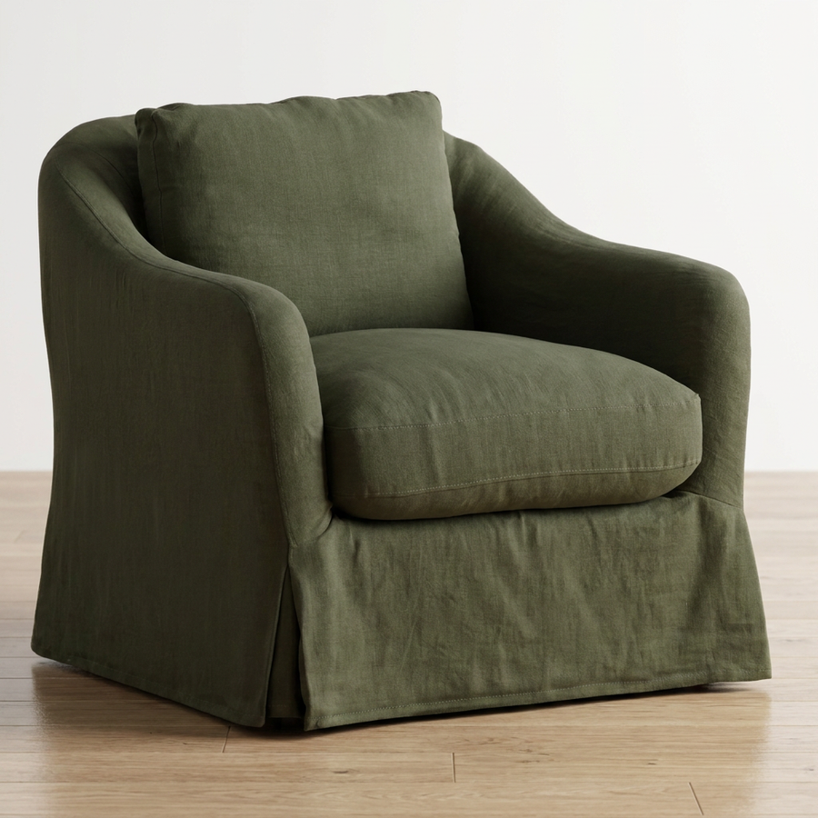 ALMA LINEN SLIPCOVER SWIVEL CHAIR