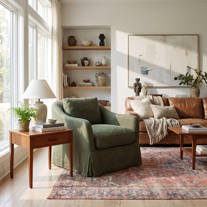 ALMA LINEN SLIPCOVER SWIVEL CHAIR