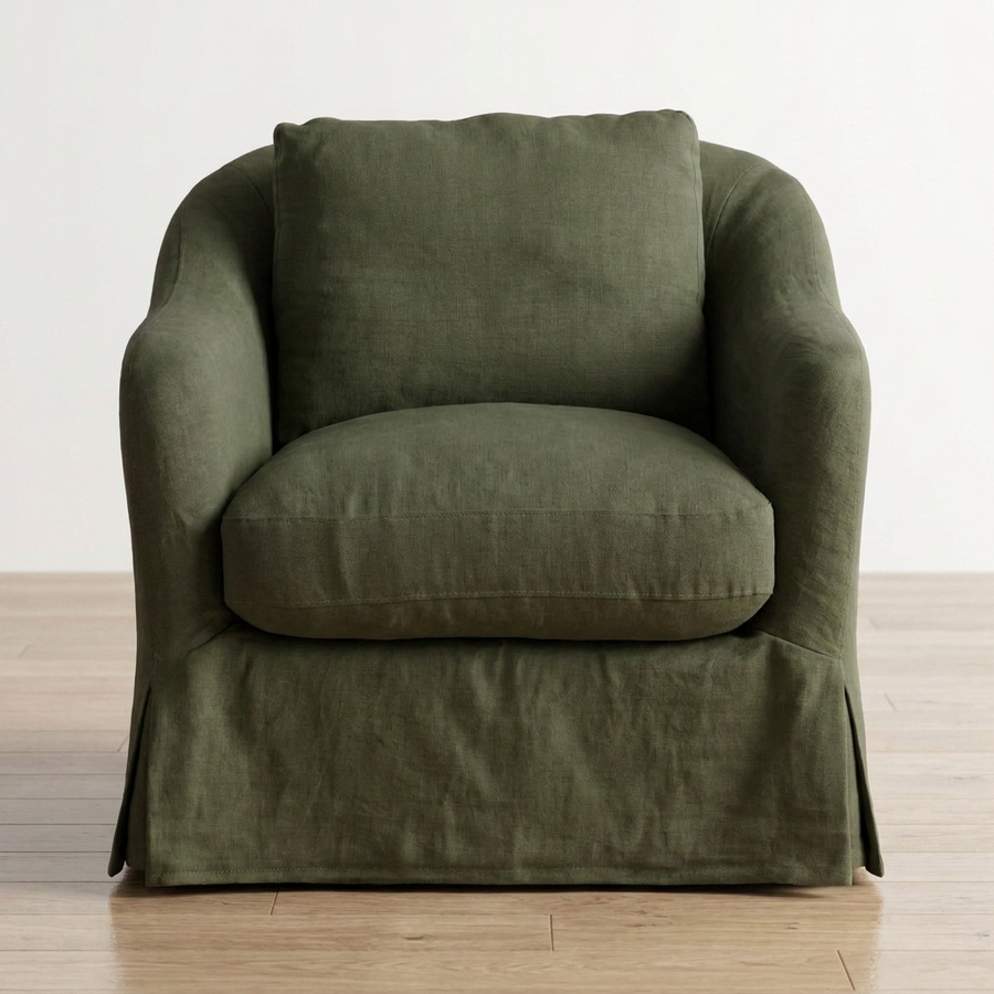 ALMA LINEN SLIPCOVER SWIVEL CHAIR