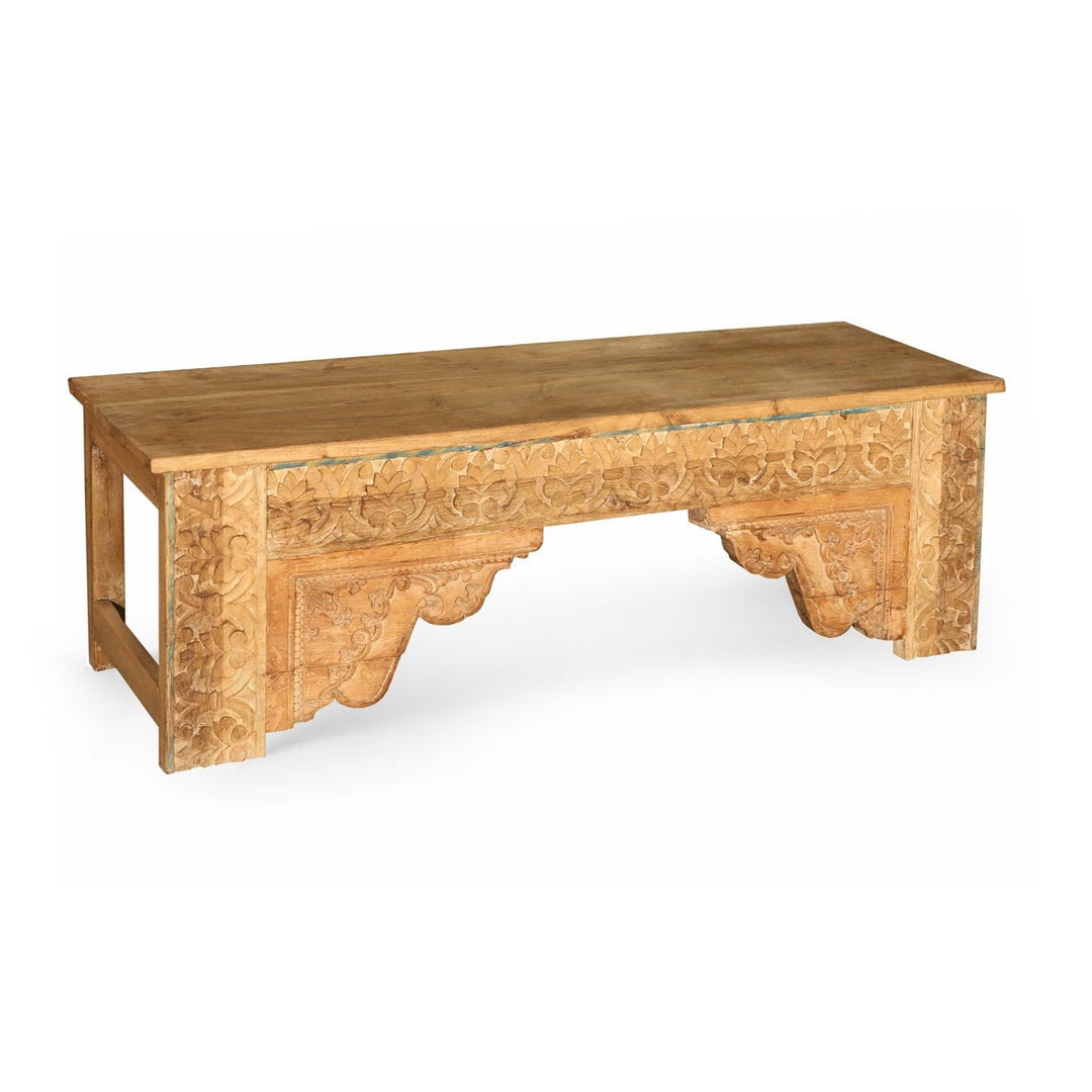 ALVA CARVED WOOD BENCH