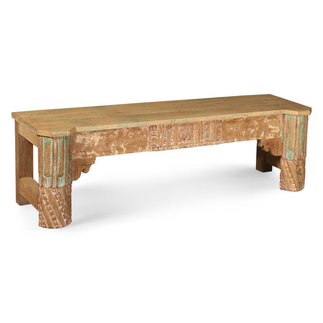 AYALA CARVED WOOD BENCH