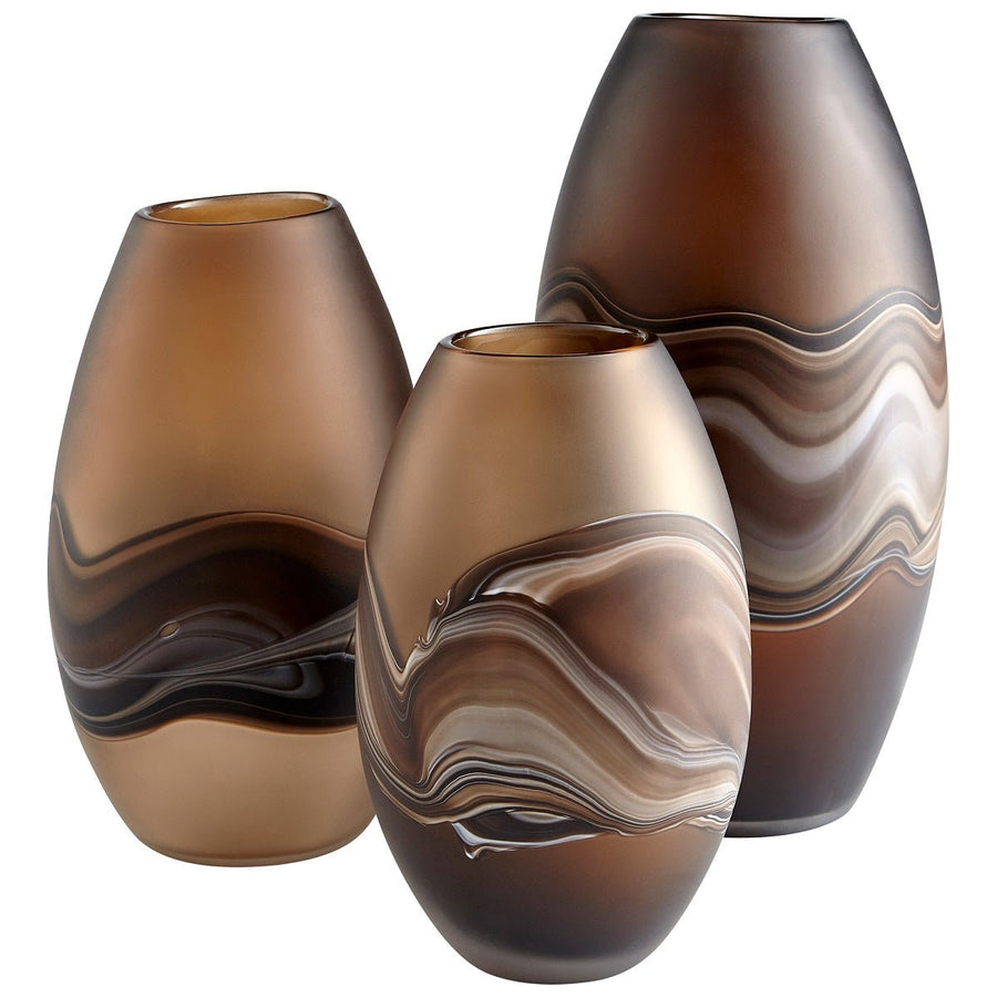 AMBER + JAVA SWIRL GLASS VASE
