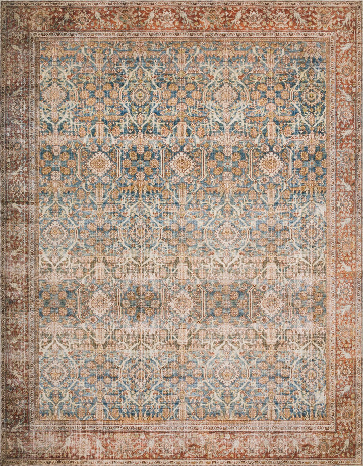 ANANDA VINTAGE PRINT FLAT RUG: RUST, OCEAN