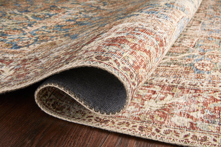 ANANDA VINTAGE PRINT FLAT RUG: RUST, OCEAN