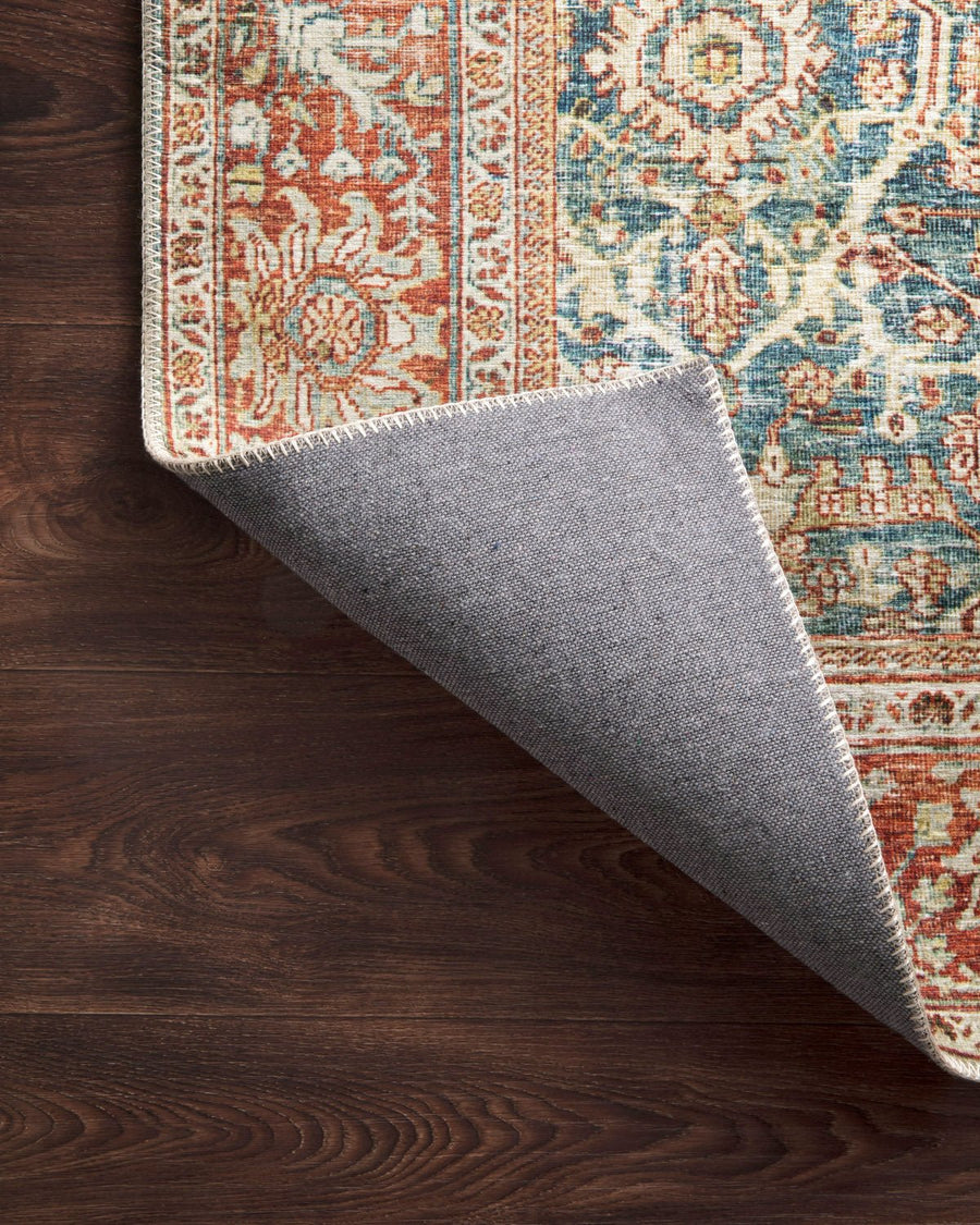 ANANDA VINTAGE PRINT FLAT RUG: RUST, OCEAN
