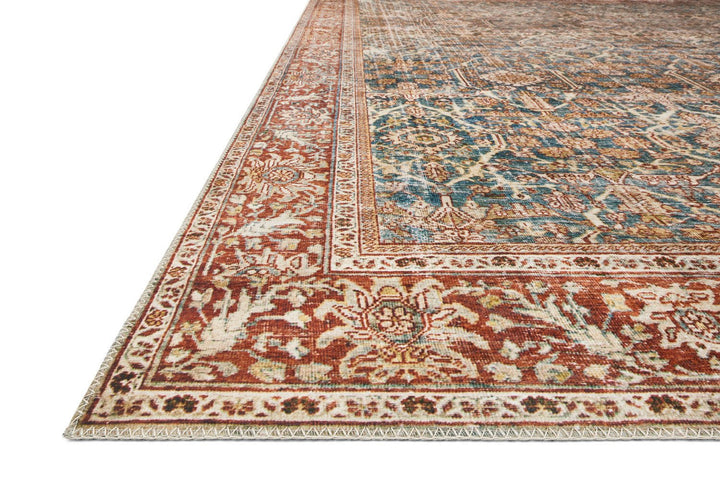 ANANDA VINTAGE PRINT FLAT RUG: RUST, OCEAN