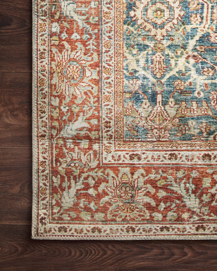 ANANDA VINTAGE PRINT FLAT RUG: RUST, OCEAN