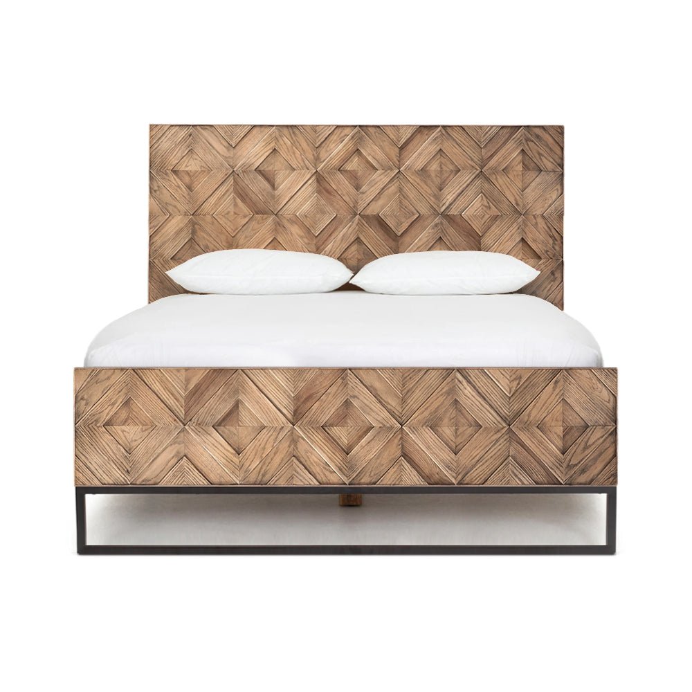 ANTIQUE OAK MOSAIC PANEL BED – ShopDesignTap