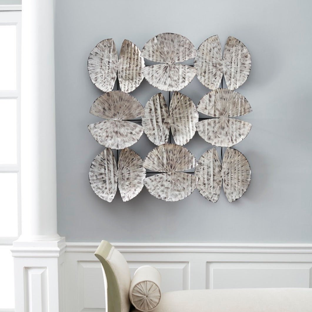 ANTIQUE SILVER GINKGO LEAF WALL ART