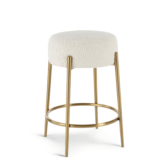 ARLES SHEARLING & BRASS COUNTER STOOL