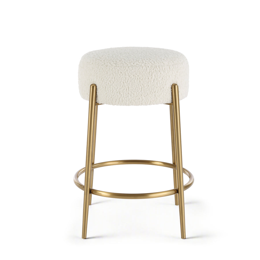 ARLES SHEARLING & BRASS COUNTER STOOL