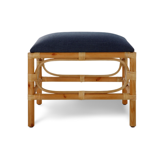 ASHORE RATTAN WRAPPED SMALL BENCH: NAVY