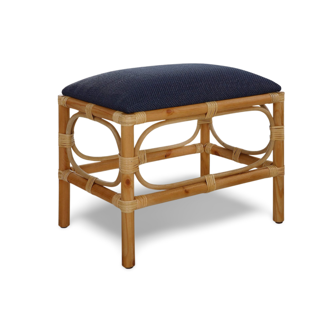 ASHORE RATTAN WRAPPED SMALL BENCH: NAVY