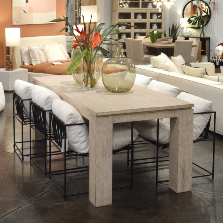 ASPEN RUSTIC WHITE WASHED PINE DINING TABLE