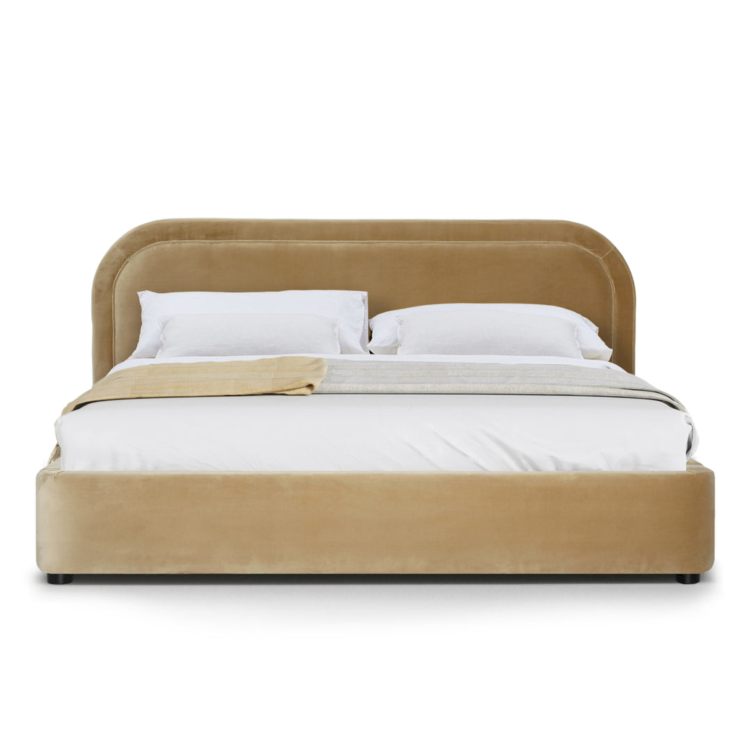 AUGIE CAMEL VELVET UPHOLSTERED BED