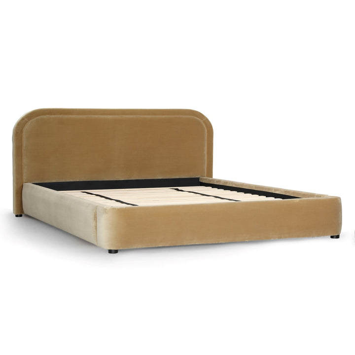 AUGIE CAMEL VELVET UPHOLSTERED BED