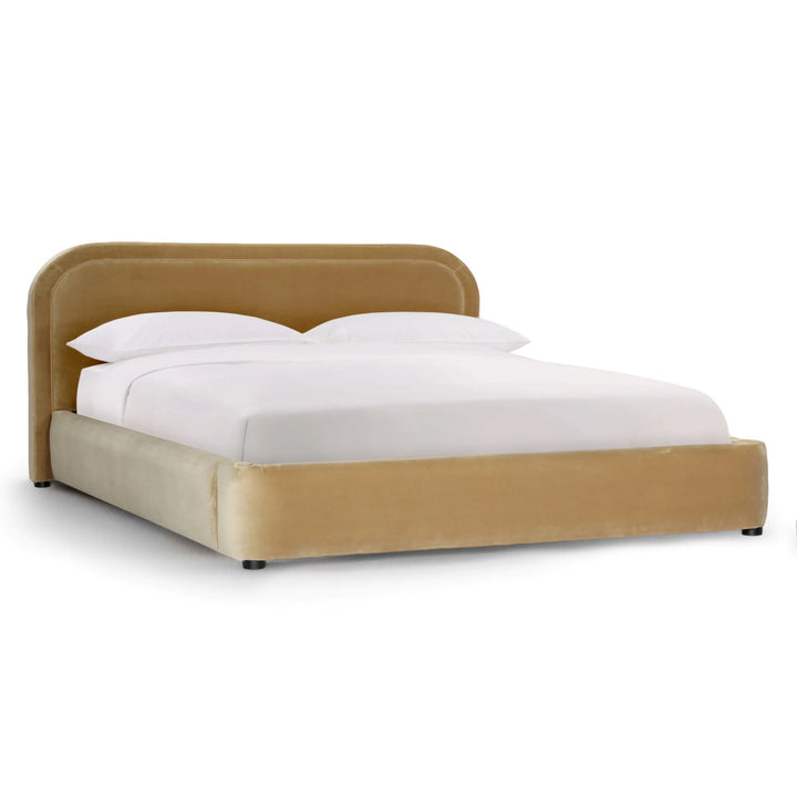 AUGIE CAMEL VELVET UPHOLSTERED BED