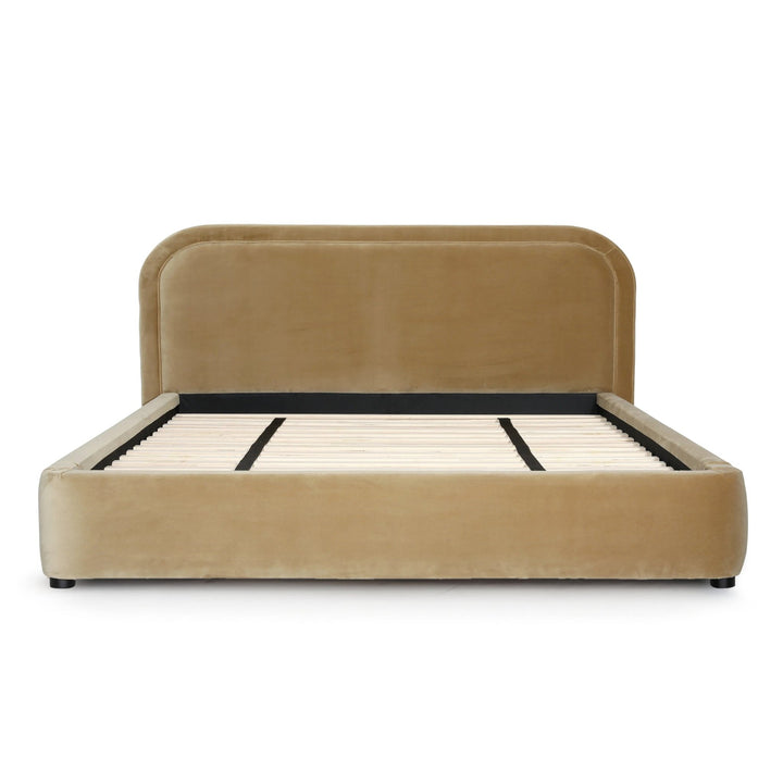 AUGIE CAMEL VELVET UPHOLSTERED BED