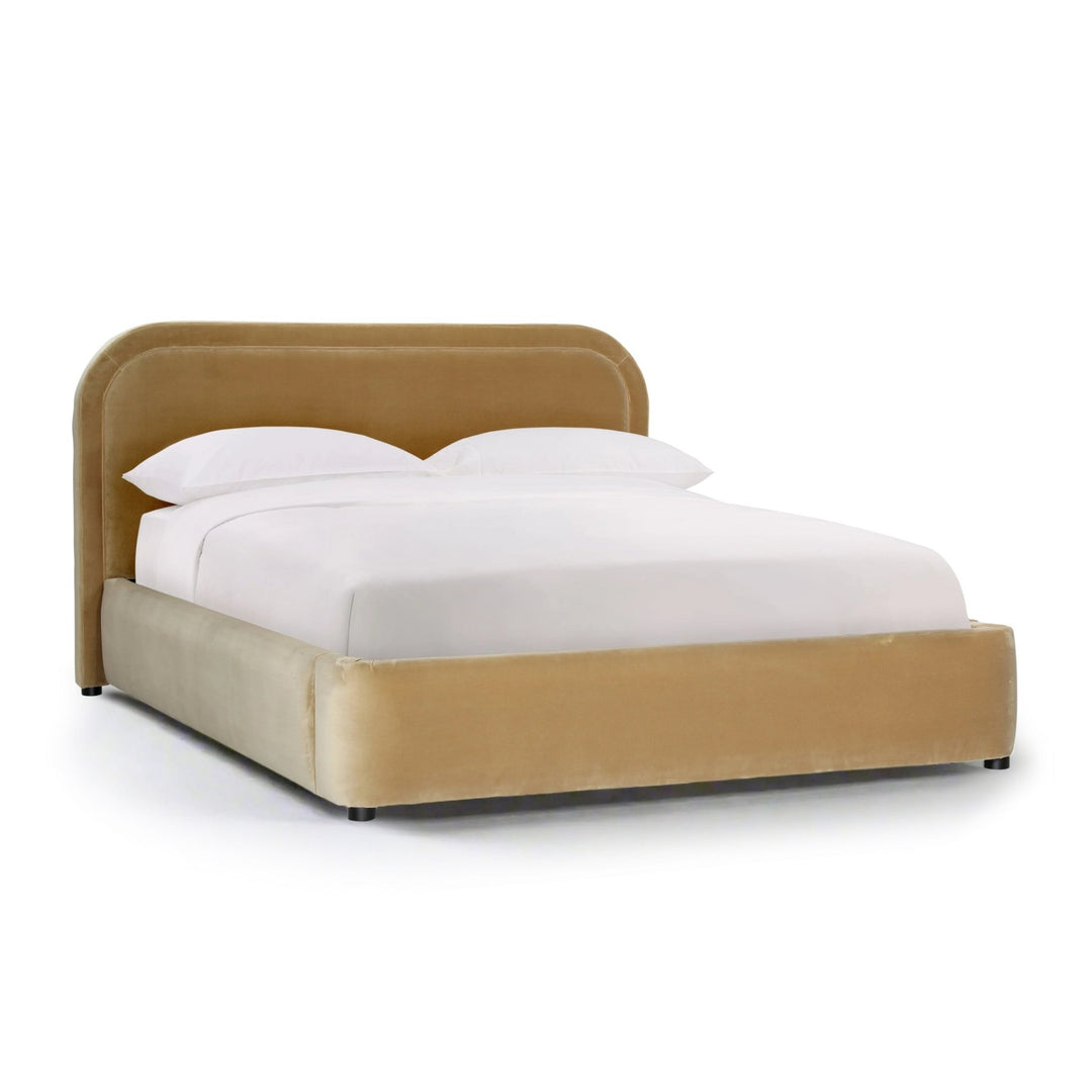 AUGIE CAMEL VELVET UPHOLSTERED BED