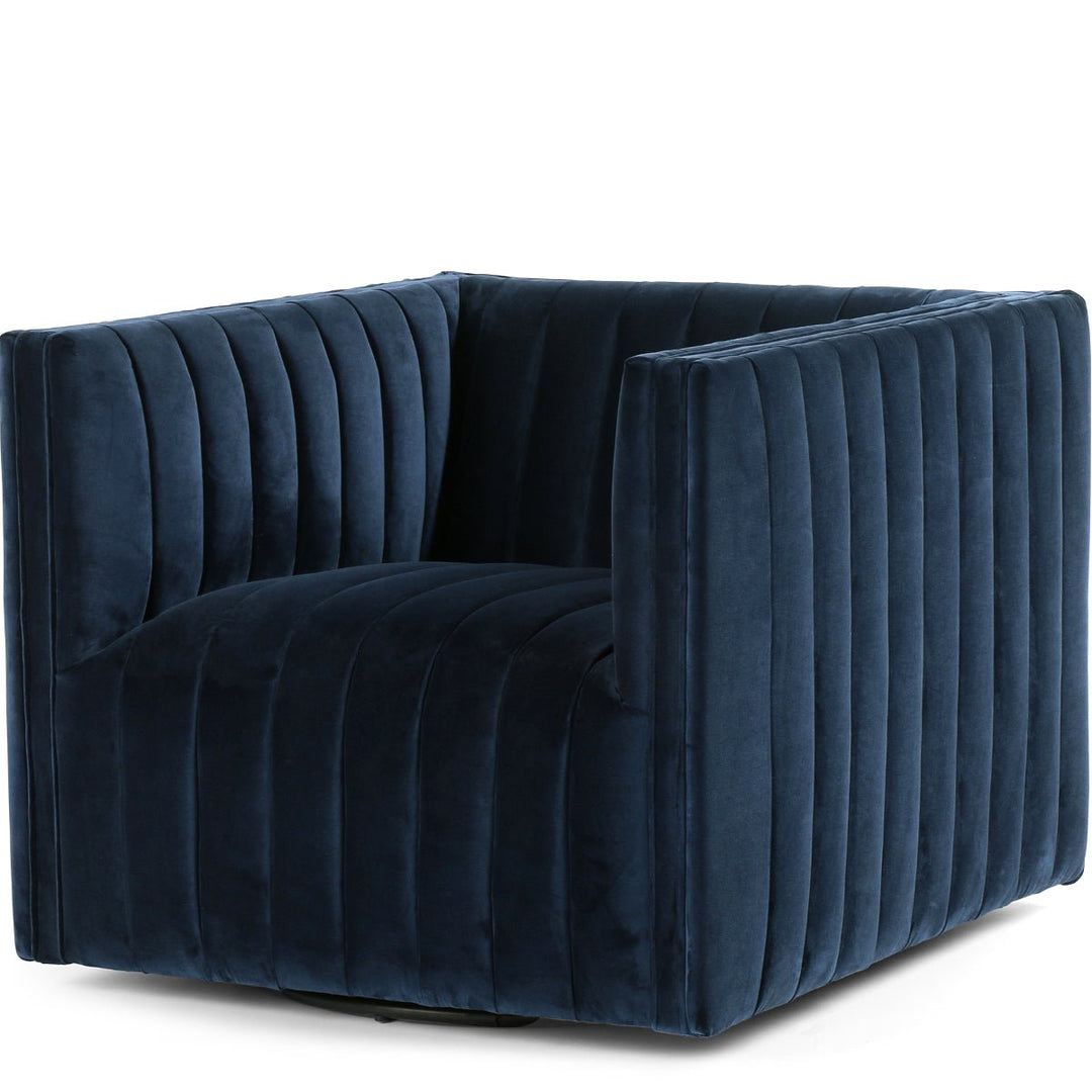 AUGUSTINE CHANNEL TUFTED NAVY VELVET SWIVEL CHAIR