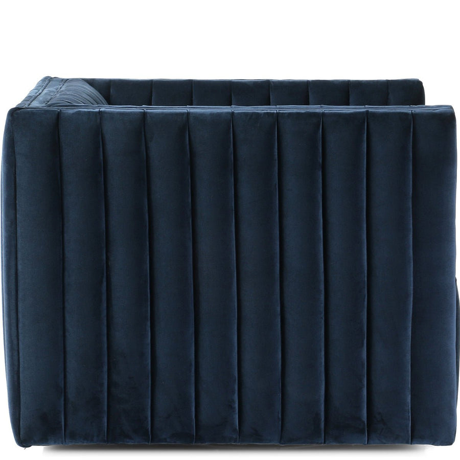 AUGUSTINE CHANNEL TUFTED NAVY VELVET SWIVEL CHAIR