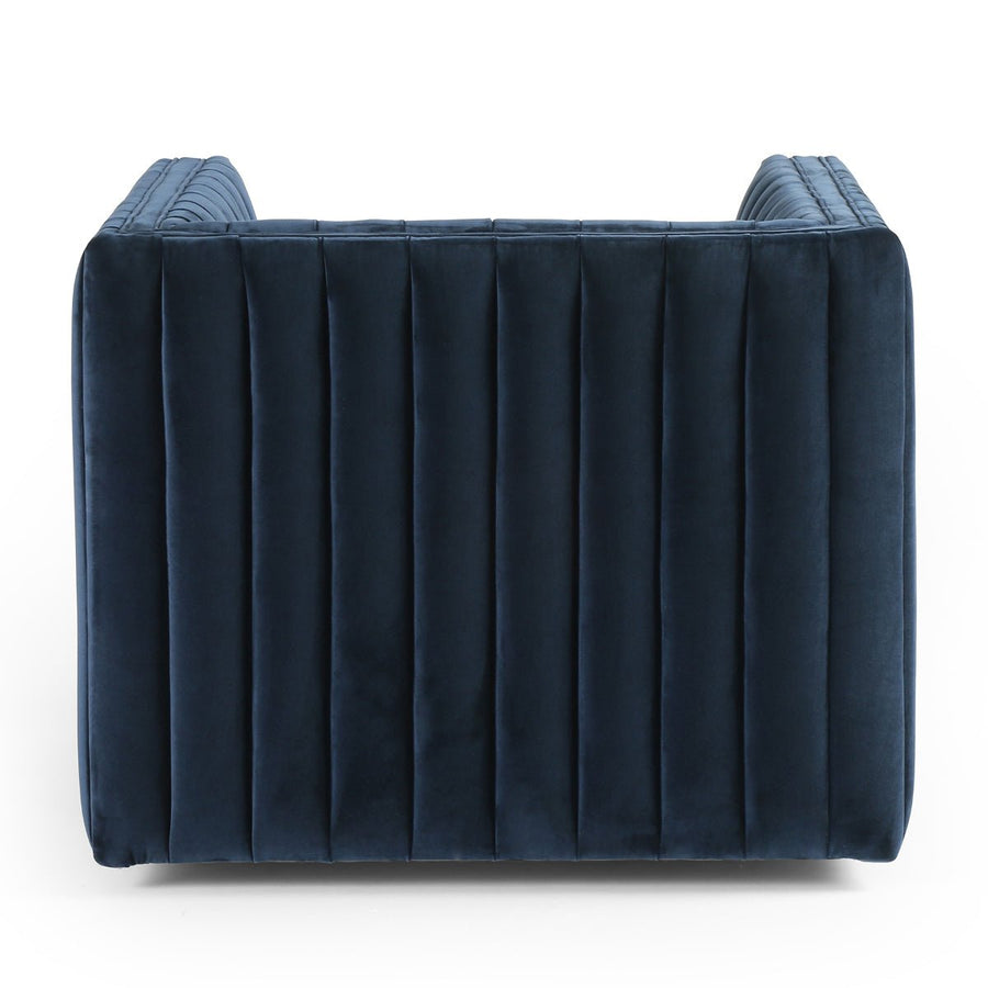 AUGUSTINE CHANNEL TUFTED NAVY VELVET SWIVEL CHAIR