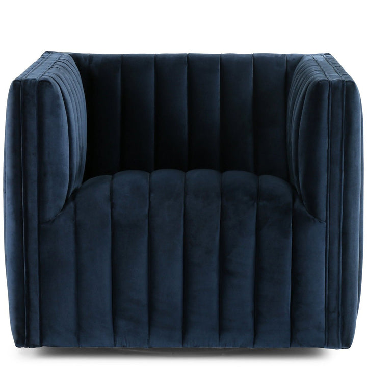 AUGUSTINE CHANNEL TUFTED NAVY VELVET SWIVEL CHAIR