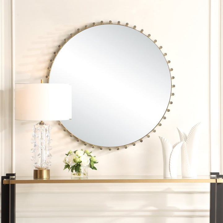 AVELYNE ACRYLIC + BRASS ROUND MIRROR
