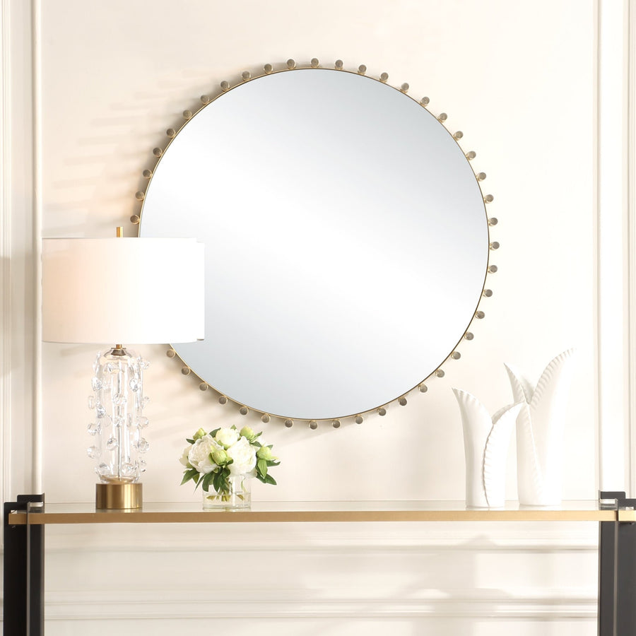 AVELYNE ACRYLIC + BRASS ROUND MIRROR