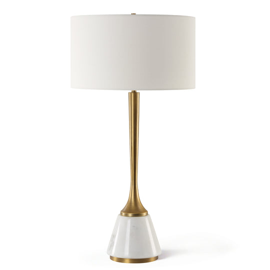 AVOLA WHITE MARBLE & BRASS TABLE LAMP