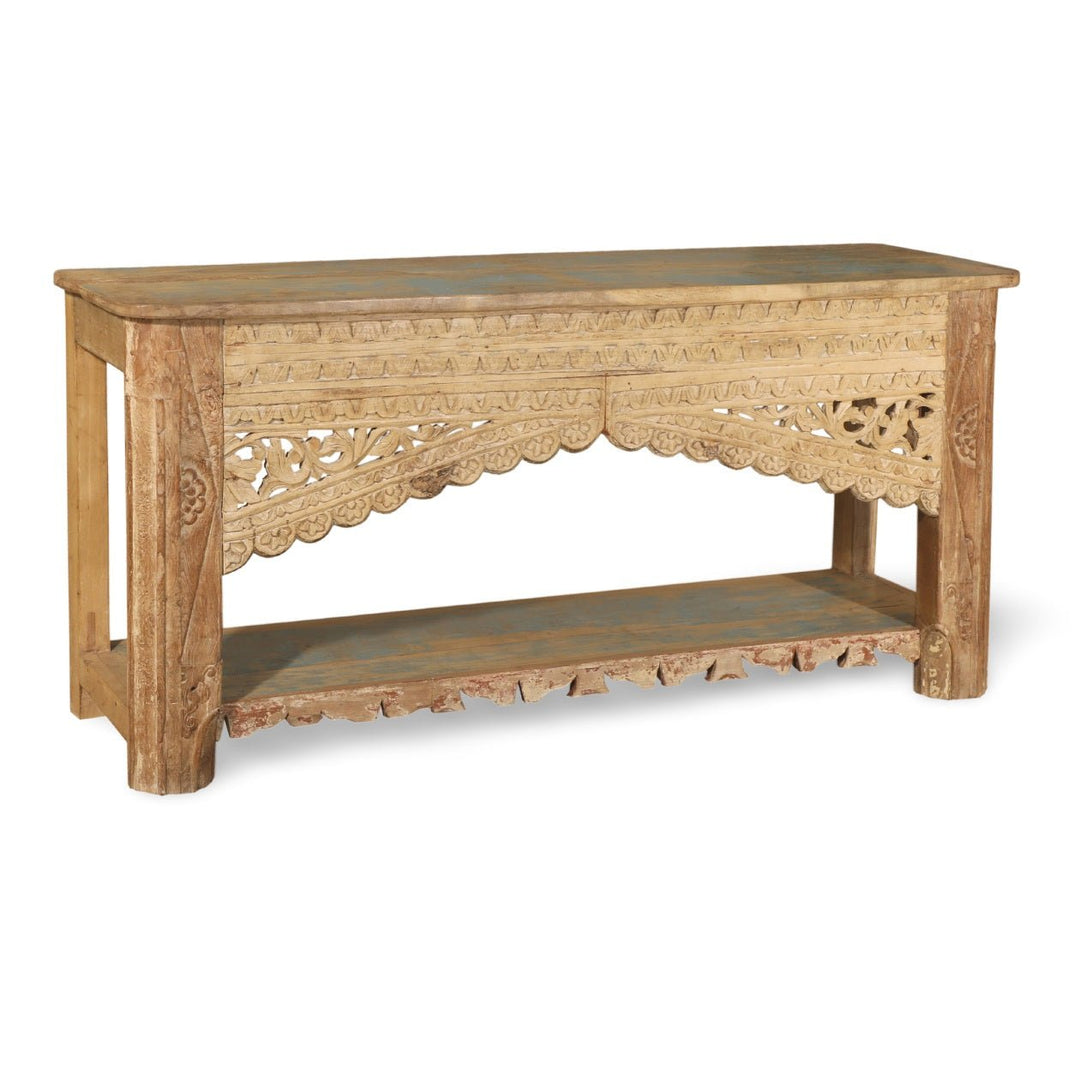 AYALA CARVED WOOD SOFA TABLE