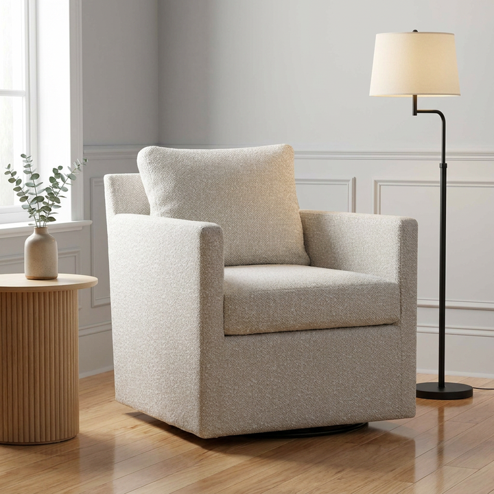 TISDELL CREAM BOUCLE SWIVEL CHAIR