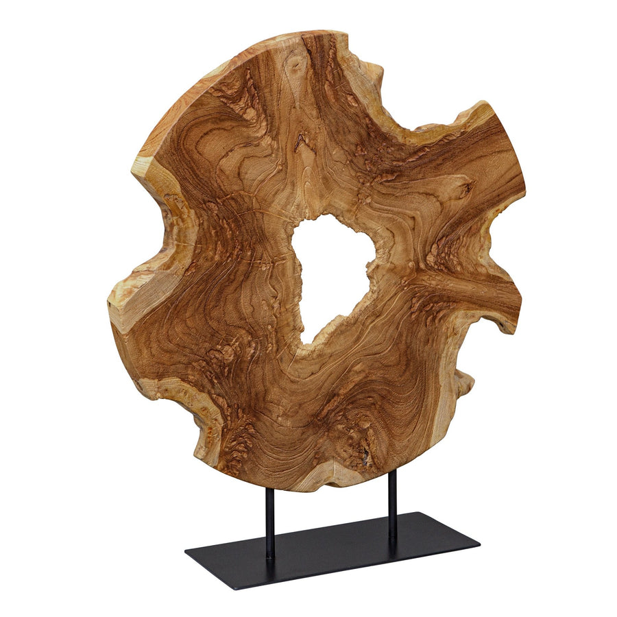 BAHATI NATURAL TEAK SLICE SCULPTURE