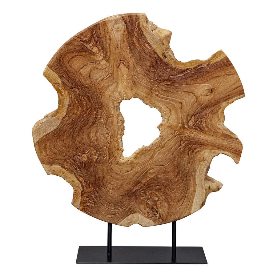 BAHATI NATURAL TEAK SLICE SCULPTURE