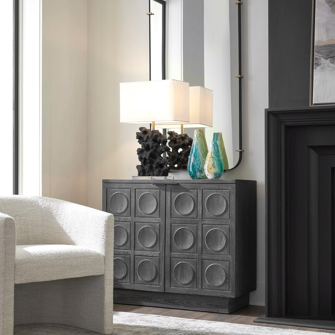 BASALT BLACK STONE TABLE LAMP