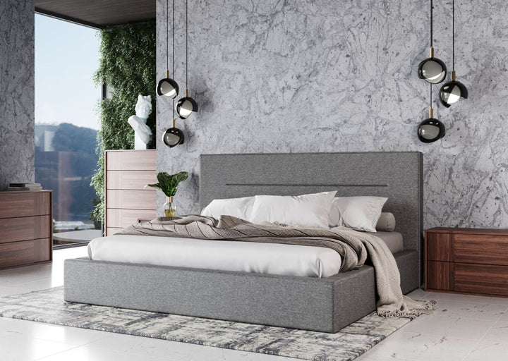 BASEL GREY UPHOLSTERED PLATFORM BED