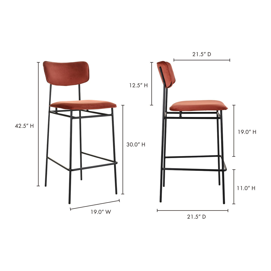 BAUER AMBER VELVET BARSTOOL